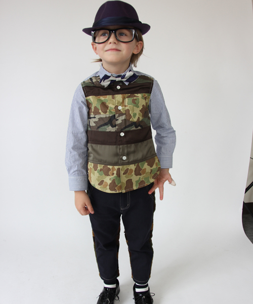 COMECHATTO&CLOSET（カムチャットアンドクロゼット）の「バックボアカモテーパードアンクルクロップパンツ（その他パンツ・キッズ・カーキ/アイボリー/ネイビー・90/100/120/110/130）」の3枚目の写真