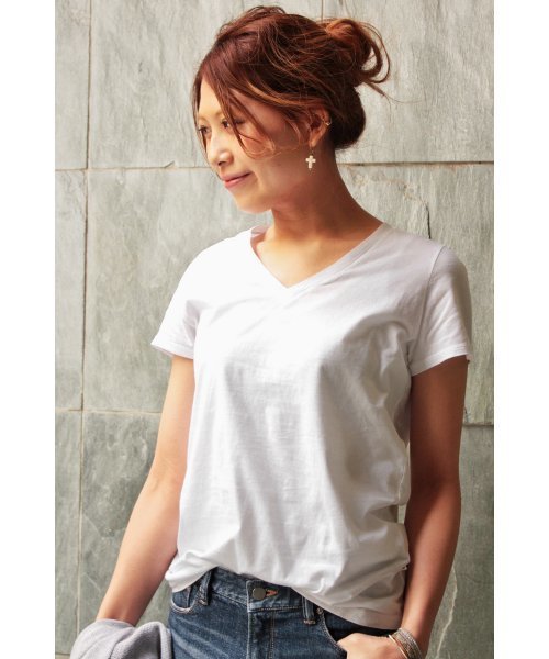 JOURNAL STANDARD relume(ジャーナルスタンダード レリューム)の「36/-USA 天竺 VネックショートスリーブTシャツ#(Tシャツ/カットソー・レディース・ホワイト/ホワイト系その他/ブラック/チャコールグレー/バーガンディー/ライトグレー・FREE)」の16枚目の写真
