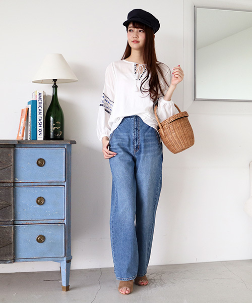 N.(N. Natural Beauty Basic)(エヌエヌナチュラルビューティーベーシック)の「【追加生産】エスニックエンブロイダリーブラウス(シャツ/ブラウス・レディース・ホワイト/ブラック・MEDIUM)」の3枚目の写真