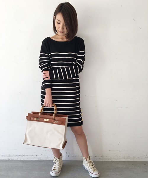 Banner Barrett(バナーバレット)の「【LE VERNIS】キャンパス×レザーBAG(トートバッグ・レディース・ブラック×ホワイト/キャメル/アイボリー/ブラック・FREE)」の4枚目の写真