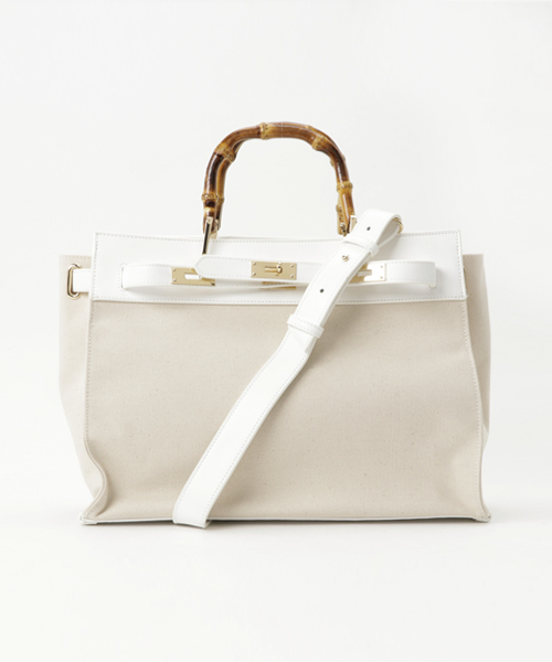 Banner Barrett(バナーバレット)の「【LE VERNIS】キャンパス×レザーBAG(トートバッグ・レディース・ブラック×ホワイト/キャメル/アイボリー/ブラック・FREE)」の5枚目の写真