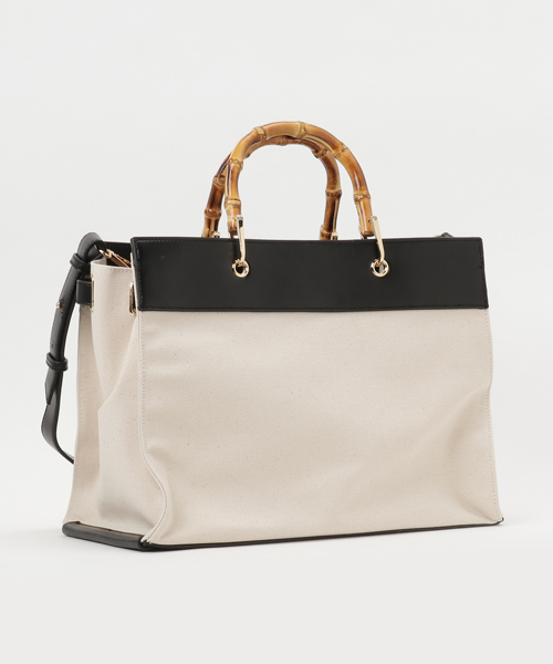 Banner Barrett(バナーバレット)の「【LE VERNIS】キャンパス×レザーBAG(トートバッグ・レディース・ブラック×ホワイト/キャメル/アイボリー/ブラック・FREE)」の9枚目の写真