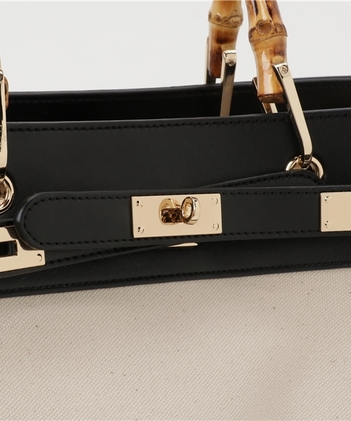 Banner Barrett(バナーバレット)の「【LE VERNIS】キャンパス×レザーBAG(トートバッグ・レディース・ブラック×ホワイト/キャメル/アイボリー/ブラック・FREE)」の8枚目の写真