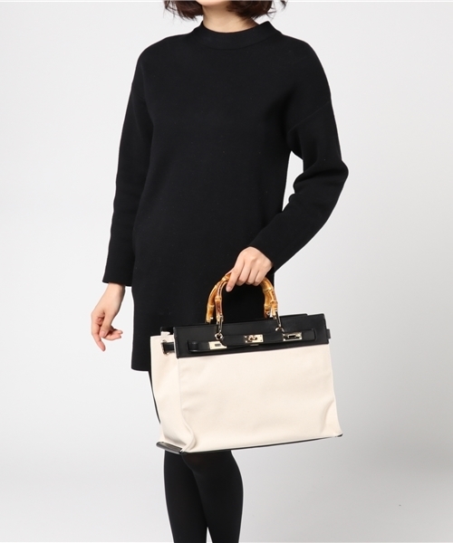 Banner Barrett(バナーバレット)の「【LE VERNIS】キャンパス×レザーBAG(トートバッグ・レディース・ブラック×ホワイト/キャメル/アイボリー/ブラック・FREE)」の14枚目の写真