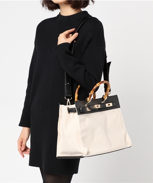 Banner Barrett(バナーバレット)の「【LE VERNIS】キャンパス×レザーBAG(トートバッグ・レディース・ブラック×ホワイト/キャメル/アイボリー/ブラック・FREE)」の15枚目の写真