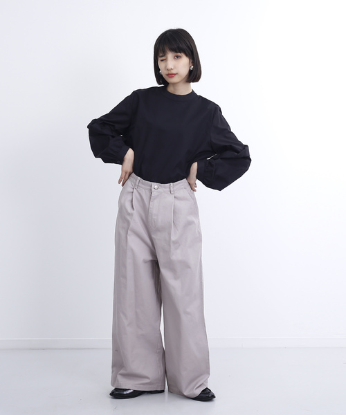 MERLOT(メルロー)の「チノワイドパンツ4927(チノパンツ・レディース・ベージュ/ネイビー/ブラック/カーキ/グリーン系その他/ベージュ系その他/グレー・FREE)」の11枚目の写真