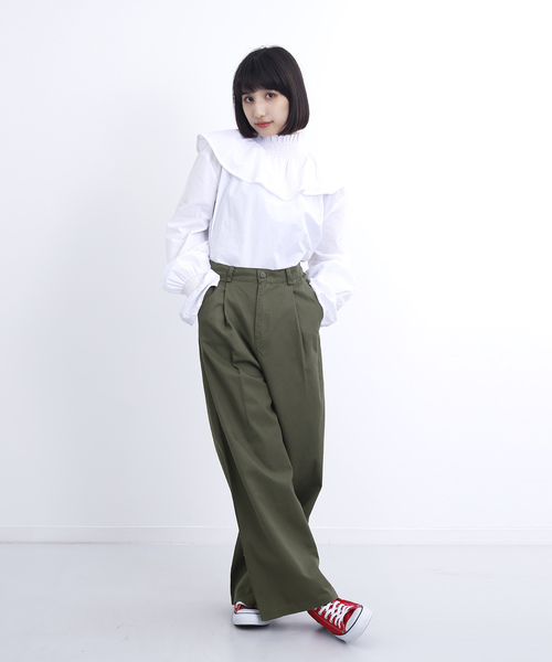 MERLOT(メルロー)の「チノワイドパンツ4927(チノパンツ・レディース・ベージュ/ネイビー/ブラック/カーキ/グリーン系その他/ベージュ系その他/グレー・FREE)」の15枚目の写真