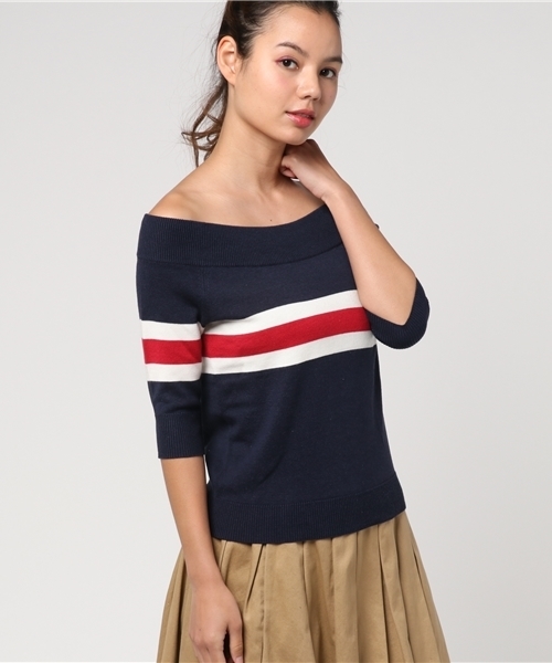 GUILD PRIME(ギルドプライム)の「☆『人は見た目が100パーセント』にて水川あさみさん着用☆【GUILD PRIME】WOMENS 2WAYオフショルダーニット(ニット/セーター・レディース・ホワイト/グリーン/その他・36/34)」の3枚目の写真