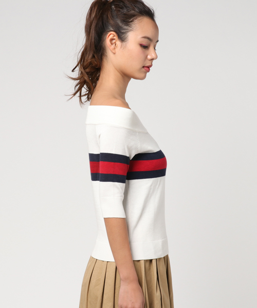 GUILD PRIME(ギルドプライム)の「☆『人は見た目が100パーセント』にて水川あさみさん着用☆【GUILD PRIME】WOMENS 2WAYオフショルダーニット(ニット/セーター・レディース・ホワイト/グリーン/その他・36/34)」の5枚目の写真