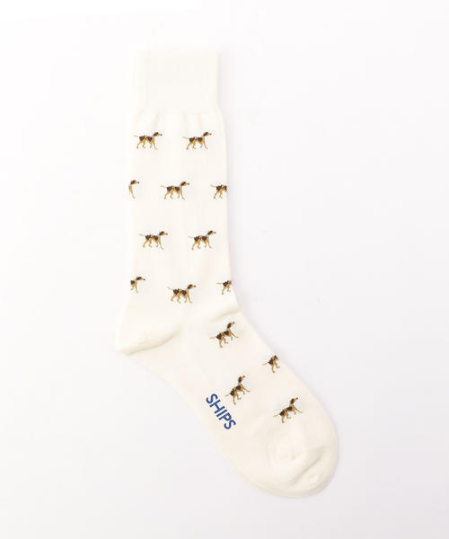 SHIPS（シップス）の「SHIPS: ドッグ柄 ソックス（ソックス/靴下・メンズ・オリーブ/グレー/ネイビー/ホワイト系その他/キャメル・ONE SIZE）」の2枚目の写真