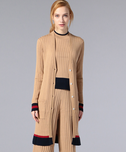 LOVELESS(ラブレス)の「【LOVELESS】WOMENS バイカラ―ロングカーディガン(カーディガン/ボレロ・レディース・グレー/ネイビー/ベージュ・36/34)」の3枚目の写真
