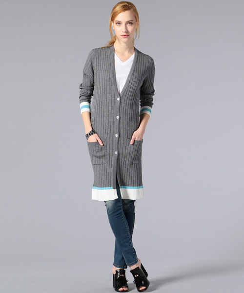 LOVELESS(ラブレス)の「【LOVELESS】WOMENS バイカラ―ロングカーディガン(カーディガン/ボレロ・レディース・グレー/ネイビー/ベージュ・36/34)」の12枚目の写真