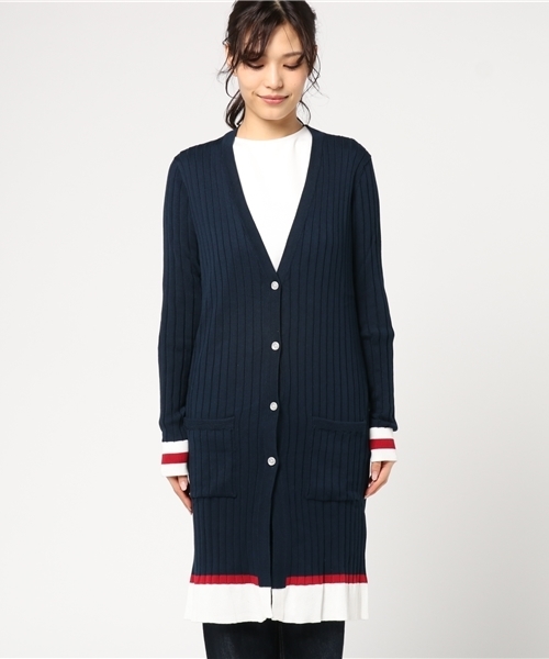 LOVELESS(ラブレス)の「【LOVELESS】WOMENS バイカラ―ロングカーディガン(カーディガン/ボレロ・レディース・グレー/ネイビー/ベージュ・36/34)」の4枚目の写真