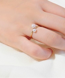 「anq.」K10・アコヤパール アシンメトリーリング