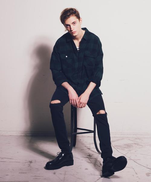 MONKEY TIME（モンキータイム）の「＜monkey time＞ BLOCK/CHK DROPPED SHOULDER SHIRT/シャツ（シャツ/ブラウス・メンズ・レッド/マスタード/ダークグリーン・SMALL/LARGE/X-LARGE/MEDIUM）」の5枚目の写真