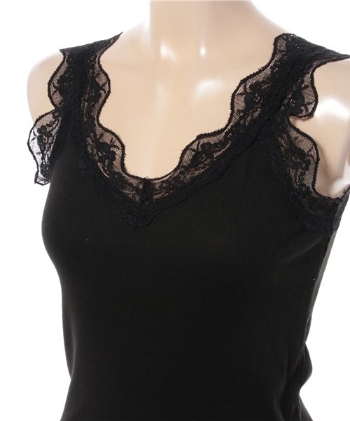 one after another NICE CLAUP（ワンアフターアナザーナイスクラップ）の「レーステレコタンクトップ（タンクトップ・レディース・オフホワイト/ネイビー/ピンク/ブラック/ベージュ・FREE）」の7枚目の写真