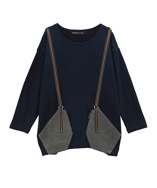 mercibeaucoup,（メルシーボークー）の「(O)Ｂ：サスペンウラケ*（Tシャツ/カットソー・レディース・オフホワイト/グレー/ネイビー・01）」の7枚目の写真