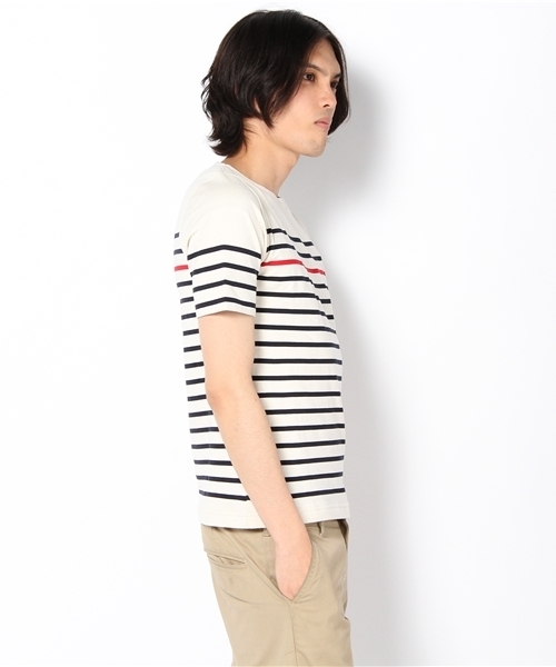 UNION STATION(ユニオンステーション)の「パネルボーダーボートネックTシャツ(Tシャツ/カットソー・メンズ・ホワイト×ネイビー/その他1/その他2・MEDIUM/LARGE/LL)」の4枚目の写真