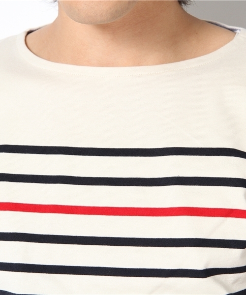 UNION STATION(ユニオンステーション)の「パネルボーダーボートネックTシャツ(Tシャツ/カットソー・メンズ・ホワイト×ネイビー/その他1/その他2・MEDIUM/LARGE/LL)」の6枚目の写真
