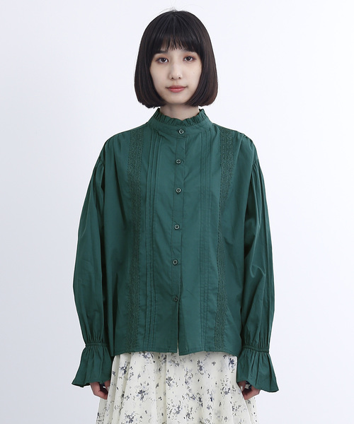 MERLOT（メルロー）の「レースタックコットンブラウス1380（シャツ/ブラウス・レディース・ブラック/オフホワイト/グリーン/チェリーピンク・FREE）」の14枚目の写真