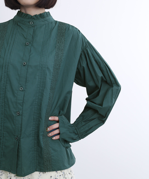 MERLOT（メルロー）の「レースタックコットンブラウス1380（シャツ/ブラウス・レディース・ブラック/オフホワイト/グリーン/チェリーピンク・FREE）」の18枚目の写真