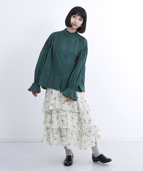 MERLOT（メルロー）の「レースタックコットンブラウス1380（シャツ/ブラウス・レディース・ブラック/オフホワイト/グリーン/チェリーピンク・FREE）」の15枚目の写真