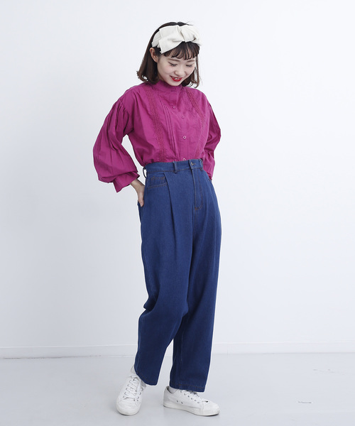 MERLOT（メルロー）の「レースタックコットンブラウス1380（シャツ/ブラウス・レディース・ブラック/オフホワイト/グリーン/チェリーピンク・FREE）」の6枚目の写真