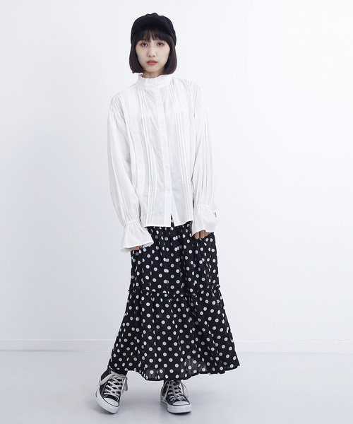 MERLOT（メルロー）の「レースタックコットンブラウス1380（シャツ/ブラウス・レディース・ブラック/オフホワイト/グリーン/チェリーピンク・FREE）」の8枚目の写真