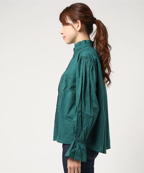 MERLOT（メルロー）の「レースタックコットンブラウス1380（シャツ/ブラウス・レディース・ブラック/オフホワイト/グリーン/チェリーピンク・FREE）」の7枚目の写真