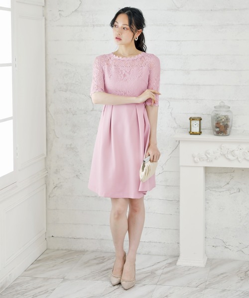 Doula Doula（ドゥーラドゥーラ）の「サテンレースワンピース（ドレス・レディース・ブラック/ネイビー/ベージュ/ライトグレー/ブルー/ライトピンク・L/M）」の6枚目の写真