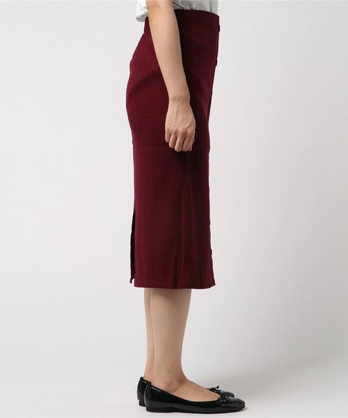 KOBE LETTUCE（コウベレタス）の「フロントボタンミディ丈タイトスカート/レディース/ボトムス/ミディアム丈[M2060]神戸レタス（スカート・レディース・ラベンダー/ピンク/イエロー/カーキ/ブラック/ボルドー/チェック・FREE）」の8枚目の写真