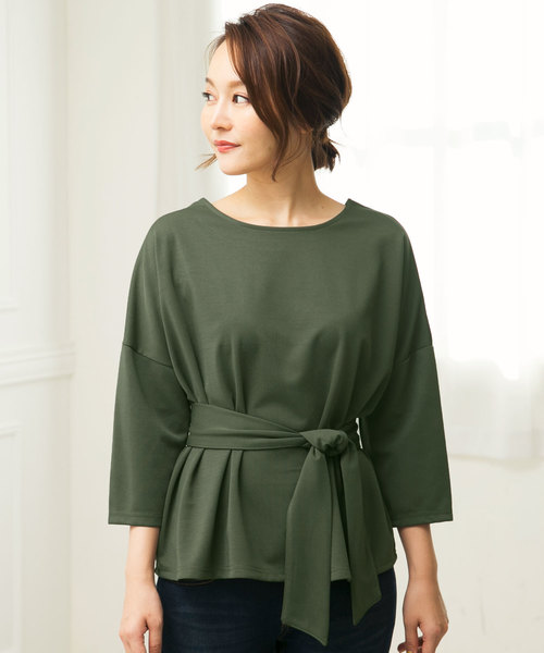 KOBE LETTUCE（コウベレタス）の「選べる3type[フレア袖/ベルト/リボン袖]Tブラウス＊レディース/トップス[C3441]（Tシャツ/カットソー・レディース・オフホワイト/キャメル/カーキ/プラム/ボルドー/ネイビー/ブラック/ホワイト系その他/イエロー系その他/グリーン系その他/パープル系その他/レッド系その他/ブルー系その他/ブラック系その他/ホワイト系その他2/イエロー系その他2/グリーン系その他2/パープル系その他2/レッド系その他2/ブルー系その他2/ブラック系その他2・FREE）」の9枚目の写真