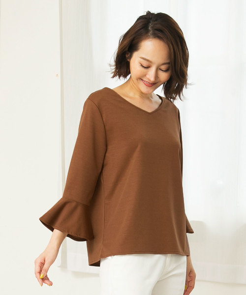 KOBE LETTUCE（コウベレタス）の「選べる3type[フレア袖/ベルト/リボン袖]Tブラウス＊レディース/トップス[C3441]（Tシャツ/カットソー・レディース・オフホワイト/キャメル/カーキ/プラム/ボルドー/ネイビー/ブラック/ホワイト系その他/イエロー系その他/グリーン系その他/パープル系その他/レッド系その他/ブルー系その他/ブラック系その他/ホワイト系その他2/イエロー系その他2/グリーン系その他2/パープル系その他2/レッド系その他2/ブルー系その他2/ブラック系その他2・FREE）」の17枚目の写真