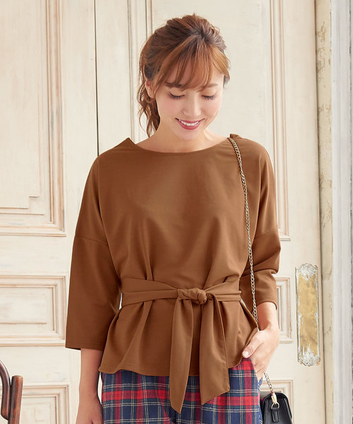 KOBE LETTUCE（コウベレタス）の「選べる3type[フレア袖/ベルト/リボン袖]Tブラウス＊レディース/トップス[C3441]（Tシャツ/カットソー・レディース・オフホワイト/キャメル/カーキ/プラム/ボルドー/ネイビー/ブラック/ホワイト系その他/イエロー系その他/グリーン系その他/パープル系その他/レッド系その他/ブルー系その他/ブラック系その他/ホワイト系その他2/イエロー系その他2/グリーン系その他2/パープル系その他2/レッド系その他2/ブルー系その他2/ブラック系その他2・FREE）」の18枚目の写真