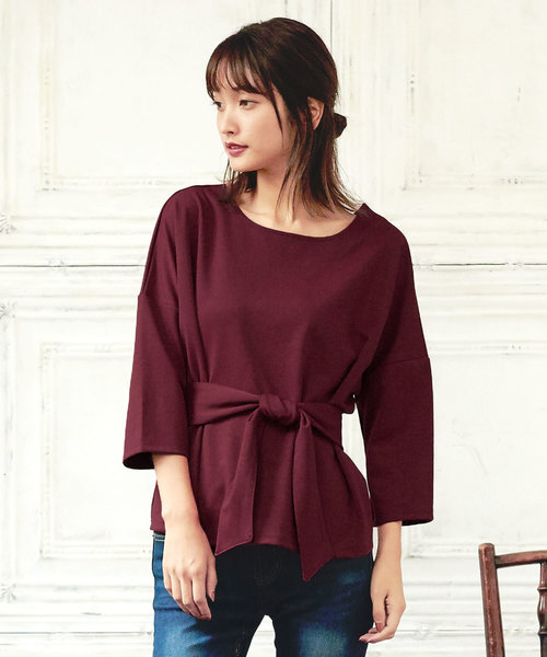 KOBE LETTUCE（コウベレタス）の「選べる3type[フレア袖/ベルト/リボン袖]Tブラウス＊レディース/トップス[C3441]（Tシャツ/カットソー・レディース・オフホワイト/キャメル/カーキ/プラム/ボルドー/ネイビー/ブラック/ホワイト系その他/イエロー系その他/グリーン系その他/パープル系その他/レッド系その他/ブルー系その他/ブラック系その他/ホワイト系その他2/イエロー系その他2/グリーン系その他2/パープル系その他2/レッド系その他2/ブルー系その他2/ブラック系その他2・FREE）」の20枚目の写真