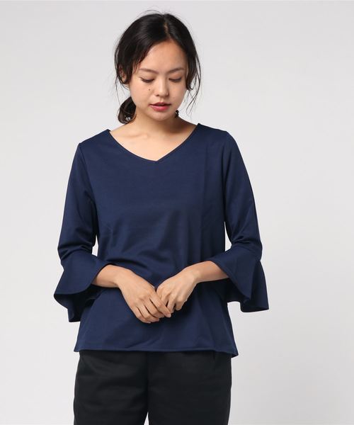 KOBE LETTUCE（コウベレタス）の「選べる3type[フレア袖/ベルト/リボン袖]Tブラウス＊レディース/トップス[C3441]（Tシャツ/カットソー・レディース・オフホワイト/キャメル/カーキ/プラム/ボルドー/ネイビー/ブラック/ホワイト系その他/イエロー系その他/グリーン系その他/パープル系その他/レッド系その他/ブルー系その他/ブラック系その他/ホワイト系その他2/イエロー系その他2/グリーン系その他2/パープル系その他2/レッド系その他2/ブルー系その他2/ブラック系その他2・FREE）」の11枚目の写真