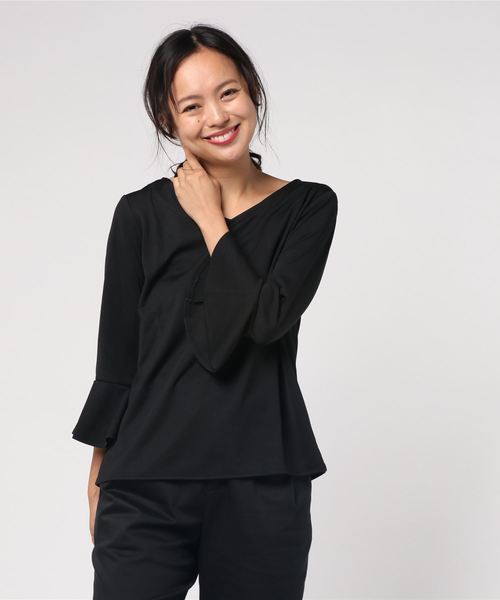 KOBE LETTUCE（コウベレタス）の「選べる3type[フレア袖/ベルト/リボン袖]Tブラウス＊レディース/トップス[C3441]（Tシャツ/カットソー・レディース・オフホワイト/キャメル/カーキ/プラム/ボルドー/ネイビー/ブラック/ホワイト系その他/イエロー系その他/グリーン系その他/パープル系その他/レッド系その他/ブルー系その他/ブラック系その他/ホワイト系その他2/イエロー系その他2/グリーン系その他2/パープル系その他2/レッド系その他2/ブルー系その他2/ブラック系その他2・FREE）」の5枚目の写真