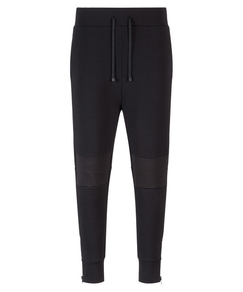 HUGO(ヒューゴ)の「リラックスフィット ジャージー パンツ ウィズ ジッパー カフ(パンツ)」|ブラック