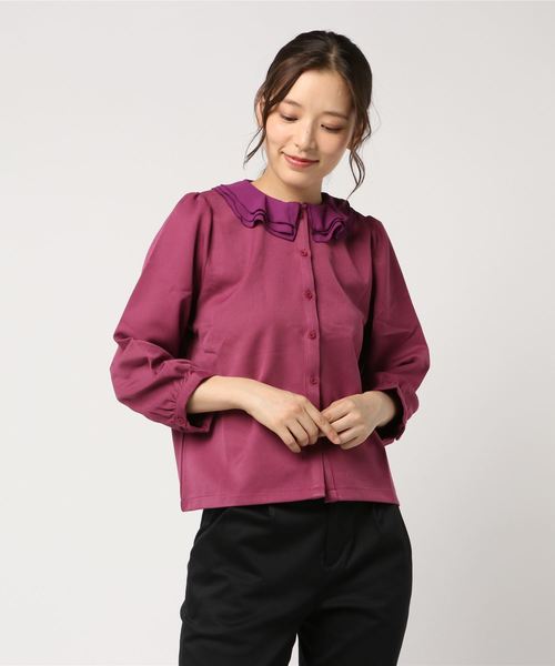 flower（フラワー）の「スウィングカラーブラウス（シャツ/ブラウス・レディース・ブラウン/ピンク・FREE）」の6枚目の写真