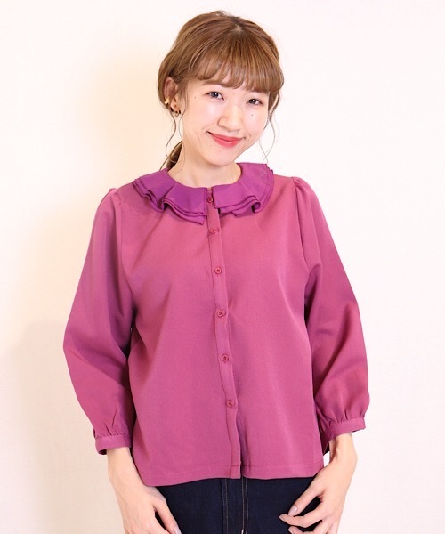 flower（フラワー）の「スウィングカラーブラウス（シャツ/ブラウス・レディース・ブラウン/ピンク・FREE）」の8枚目の写真