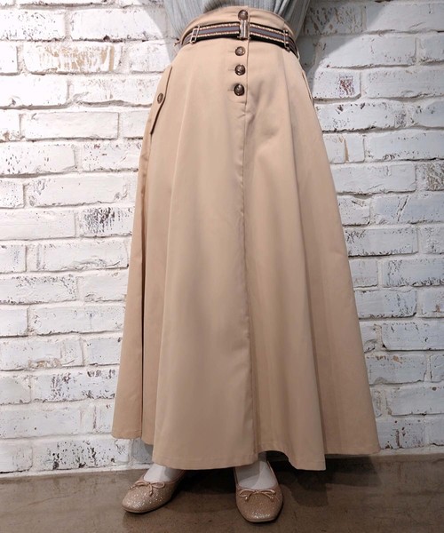 one after another NICE CLAUP(ワンアフターアナザーナイスクラップ)の「配色ゴムベルト付きロングスカート(スカート・レディース・ブラウン系その他/ベージュ/ベージュ系その他/パープル・FREE)」の1枚目の写真