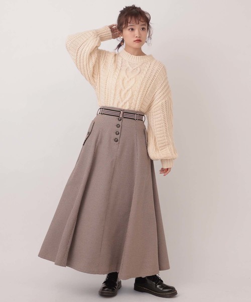 one after another NICE CLAUP(ワンアフターアナザーナイスクラップ)の「配色ゴムベルト付きロングスカート(スカート・レディース・ブラウン系その他/ベージュ/ベージュ系その他/パープル・FREE)」の8枚目の写真