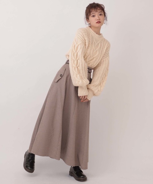 one after another NICE CLAUP(ワンアフターアナザーナイスクラップ)の「配色ゴムベルト付きロングスカート(スカート・レディース・ブラウン系その他/ベージュ/ベージュ系その他/パープル・FREE)」の9枚目の写真