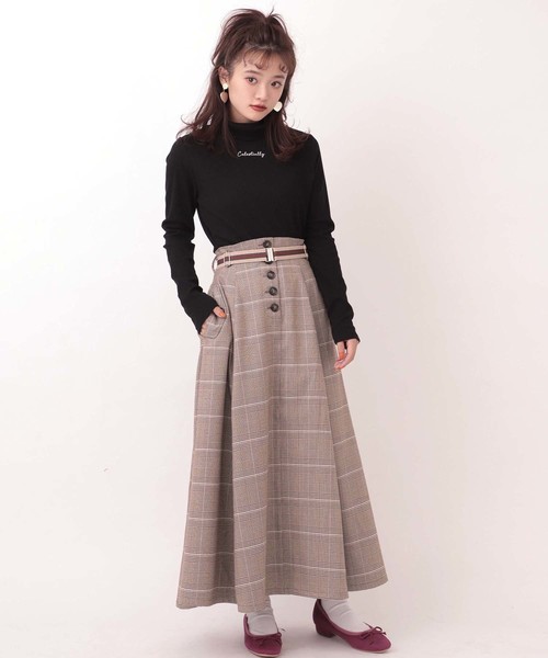 one after another NICE CLAUP(ワンアフターアナザーナイスクラップ)の「配色ゴムベルト付きロングスカート(スカート・レディース・ブラウン系その他/ベージュ/ベージュ系その他/パープル・FREE)」の11枚目の写真