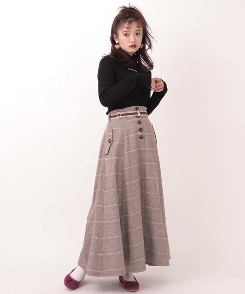 one after another NICE CLAUP(ワンアフターアナザーナイスクラップ)の「配色ゴムベルト付きロングスカート(スカート・レディース・ブラウン系その他/ベージュ/ベージュ系その他/パープル・FREE)」の13枚目の写真