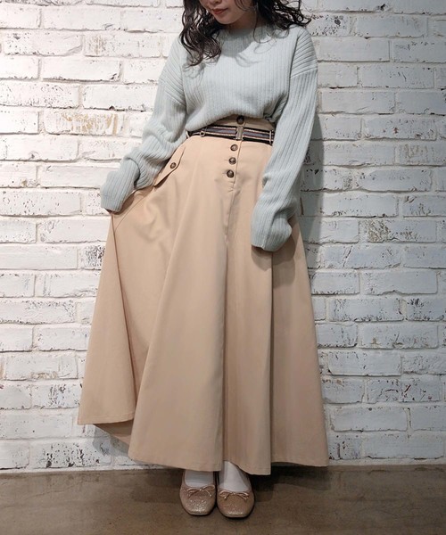 one after another NICE CLAUP(ワンアフターアナザーナイスクラップ)の「配色ゴムベルト付きロングスカート(スカート・レディース・ブラウン系その他/ベージュ/ベージュ系その他/パープル・FREE)」の15枚目の写真