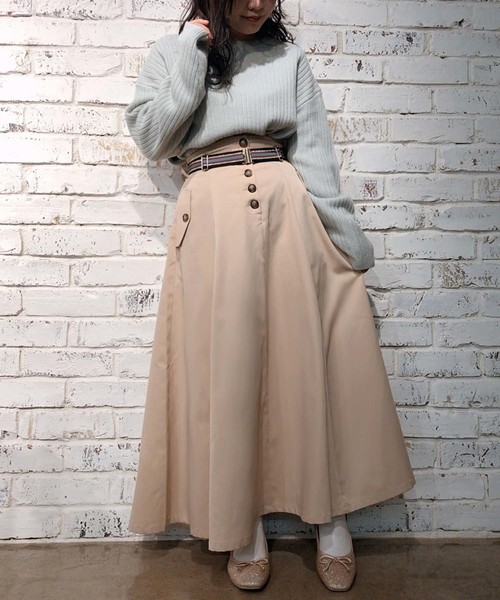 one after another NICE CLAUP(ワンアフターアナザーナイスクラップ)の「配色ゴムベルト付きロングスカート(スカート・レディース・ブラウン系その他/ベージュ/ベージュ系その他/パープル・FREE)」の16枚目の写真