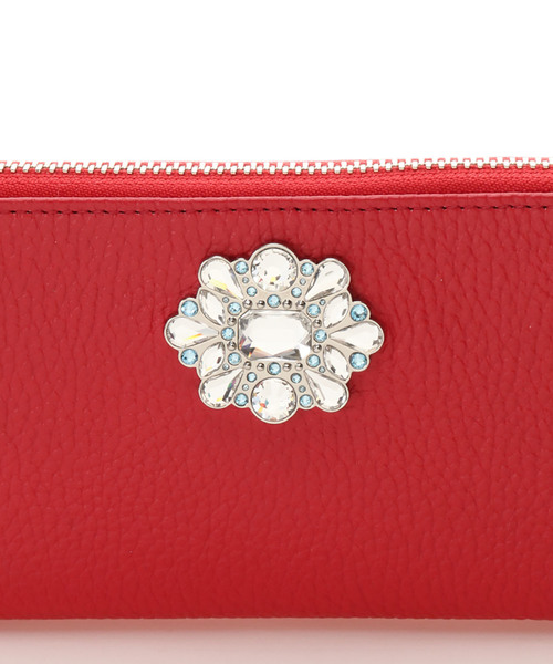 デラックス のファッション セール 財布 小物 ビジュー付きラウンド長財布 財布 Thavasa Thavasa 財布 Samantha Deluxe サマンサタバサ