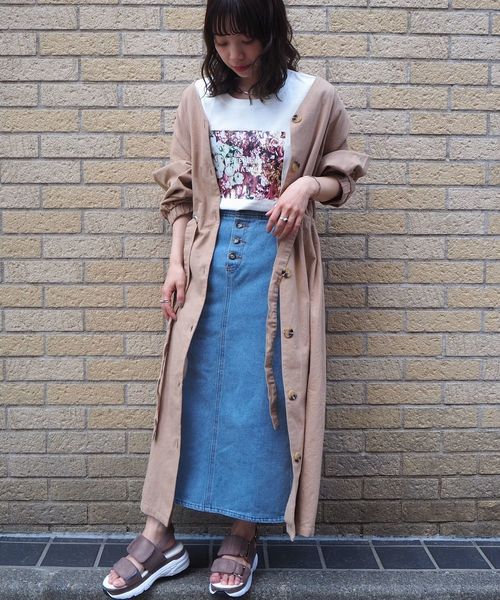 tiptop(ティップトップ)の「ウェストリボンガウンワンピース(ワンピース・レディース・カーキ/ネイビー/ベージュ/アイボリー・FREE)」の7枚目の写真