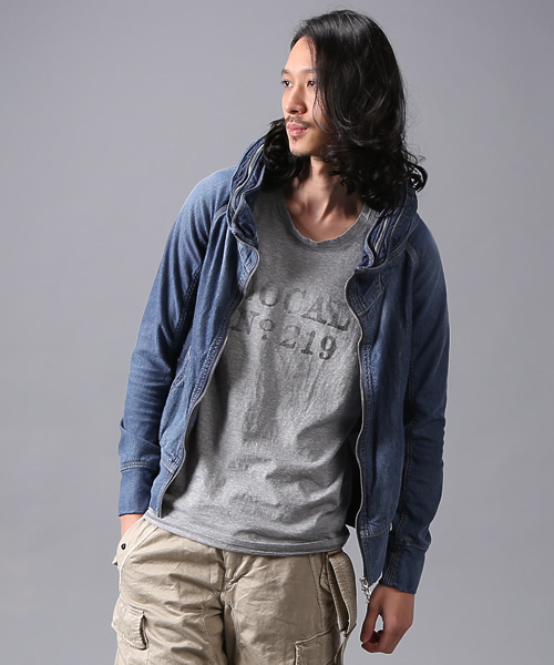 goa（ゴア）の「カットデニムコンビネーションクロゼットフードジャケット（デニムジャケット・メンズ・ブルー/インディゴブルー・FREE）」の2枚目の写真